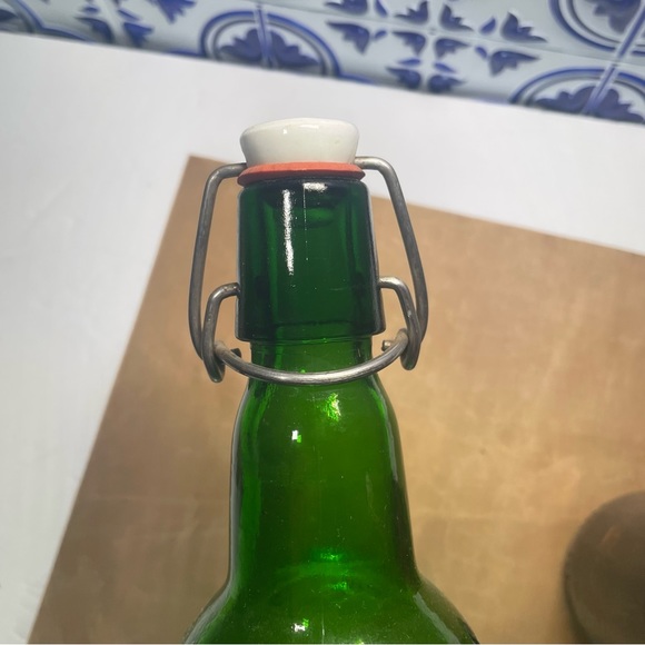 Grolsch Beer Bottle Green/brown Embossed Porcelain Swing Top Vintage Empty - Picture 14 of 16